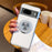 For Google Pixel 8 Magnetic Case Rotating Kickstand Gear Stress Relief Leather Phone Back Cover - White - 5