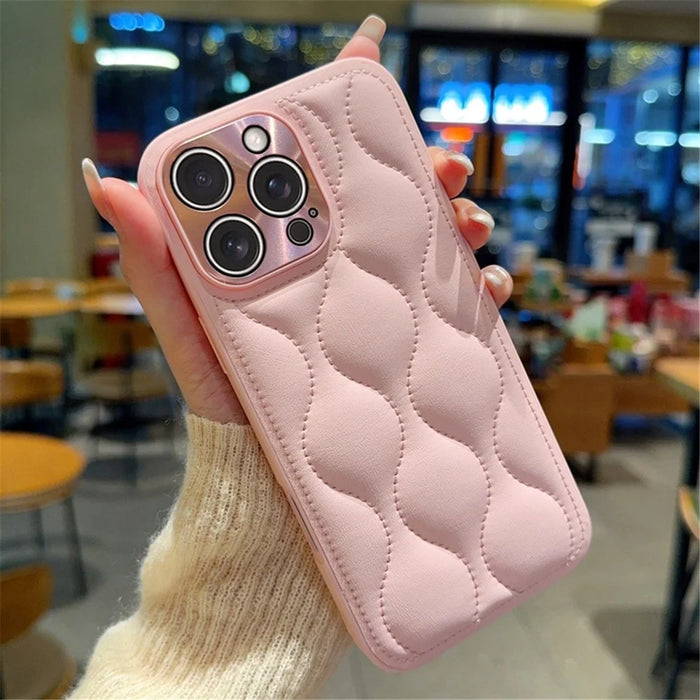 For iPhone 16 Pro Case Creative Chic Gourd Texture Leather + TPU Phone Cover - Pink - 2