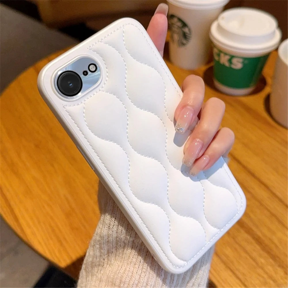 For iPhone 17e / 16e Case Creative Chic Gourd Texture Leather + TPU Phone Cover - White - 1