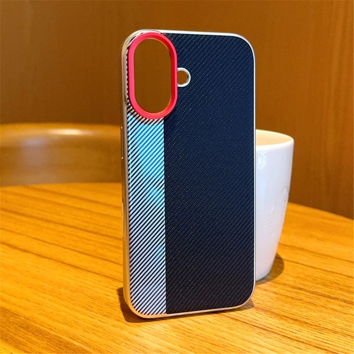 For iPhone 16 Case Camera-Style Carbon Fiber Texture Leather + PC Phone Cover - 2