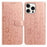 For iPhone 16 Pro Max Leather Case Daisy Imprint Wallet Stand Phone Protective Cover - Rose Gold - 1