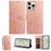 For iPhone 16 Pro Max Leather Case Daisy Imprint Wallet Stand Phone Protective Cover - Rose Gold - 5