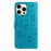 For iPhone 16 Pro Leather Case Daisy Imprint Wallet Stand Phone Protective Cover - Baby Blue - 7