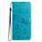 For iPhone 16 Leather Case Daisy Imprint Wallet Stand Phone Protective Cover - Baby Blue - 5