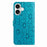 For iPhone 16 Leather Case Daisy Imprint Wallet Stand Phone Protective Cover - Baby Blue - 6