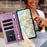 For iPhone 15 Pro Leather Case Daisy Imprint Wallet Stand Phone Protective Cover - Light Purple - 4