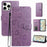 For iPhone 15 Pro Leather Case Daisy Imprint Wallet Stand Phone Protective Cover - Light Purple - 5