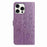 For iPhone 15 Pro Leather Case Daisy Imprint Wallet Stand Phone Protective Cover - Light Purple - 7