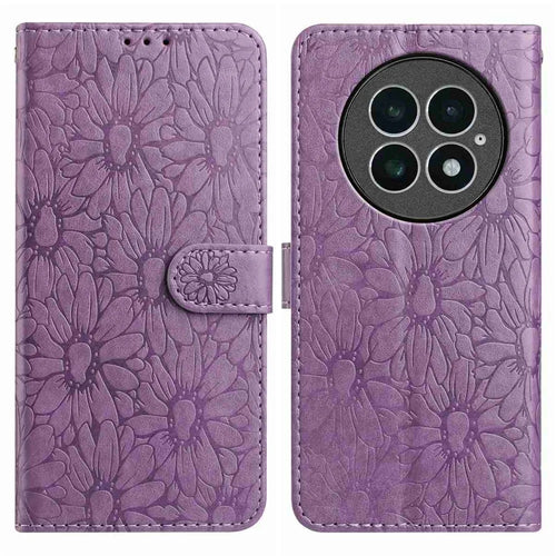 For OnePlus 13 Leather Case Daisy Imprint Wallet Stand Phone Protective Cover - Light Purple - 1