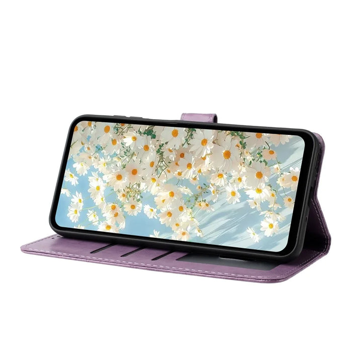 For OnePlus 13 Leather Case Daisy Imprint Wallet Stand Phone Protective Cover - Light Purple - 3