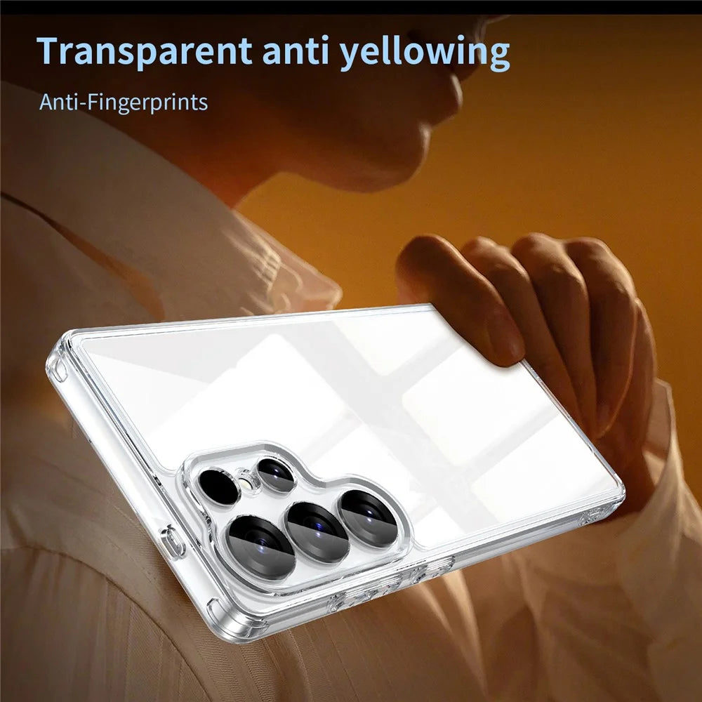 For Samsung Galaxy S25 Ultra Case TPU + Acrylic Phone Back Cover Anti Yellowing - Transparent - 3