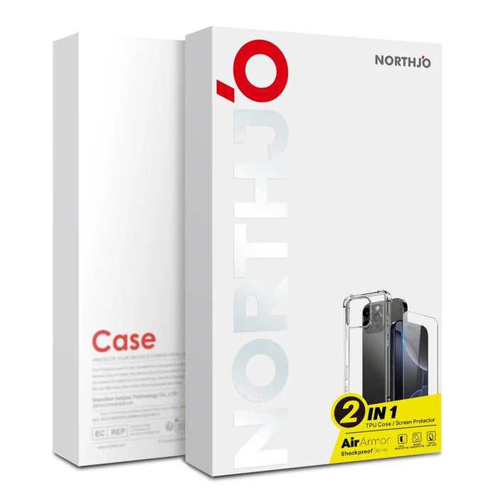 NORTHJO For iPhone 15 Pro Max Clear Phone Case Four Corner Shockproof TPU Cover with Tempered Glass - 4