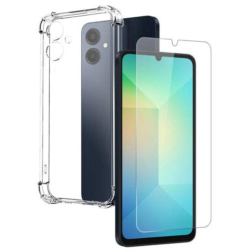 NORTHJO For Samsung Galaxy A06 4G  /  5G Clear Phone Case Four Corner Shockproof TPU Cover with Tempered Glass - 1
