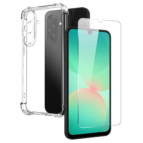 NORTHJO For Samsung Galaxy A26 5G Clear Phone Case Four Corner Shockproof TPU Cover with Tempered Glass - 1