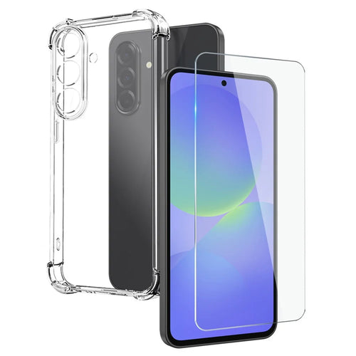 NORTHJO For Samsung Galaxy A36 5G Clear Phone Case Four Corner Shockproof TPU Cover with Tempered Glass - 1