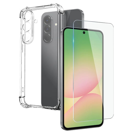 NORTHJO For Samsung Galaxy A56 5G Clear Phone Case Four Corner Shockproof TPU Cover with Tempered Glass - 1