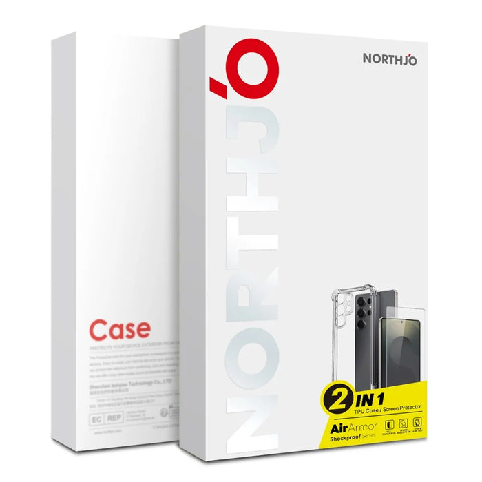 NORTHJO For Samsung Galaxy S25+ Clear Case Shockproof TPU Cover with Tempered Glass Support Fingerprint Unlock - 5