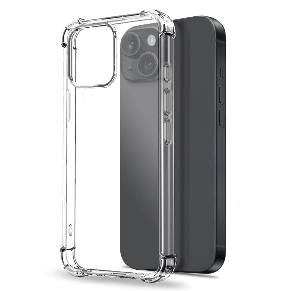 NORTHJO For iPhone 15 Plus Clear Case Shockproof TPU Cover with Tempered Glass and Camera Lens Film - 2