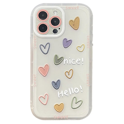 Jelly Flexible TPU Phone Shell Case for iPhone 14 Pro, Lovely Heart Pattern Anti-fingerprint Clear Mobile Phone Cover - 1