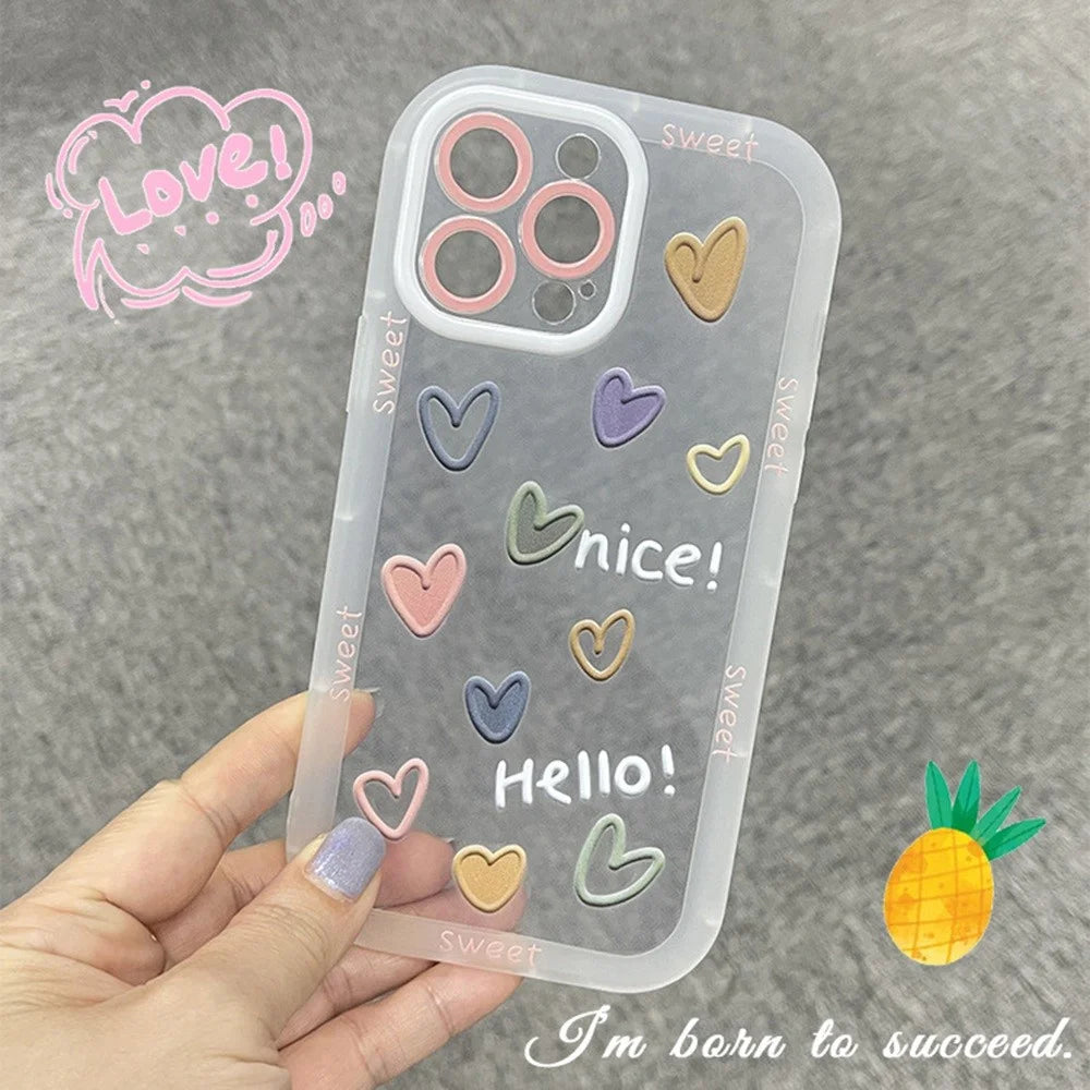 Jelly Flexible TPU Phone Shell Case for iPhone 14 Pro, Lovely Heart Pattern Anti-fingerprint Clear Mobile Phone Cover - 2