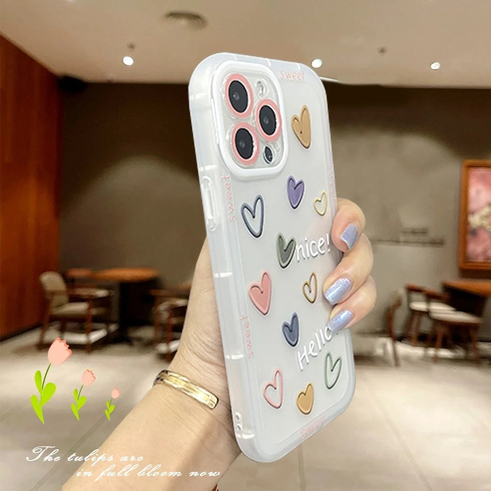 Jelly Flexible TPU Phone Shell Case for iPhone 14 Pro, Lovely Heart Pattern Anti-fingerprint Clear Mobile Phone Cover - 3