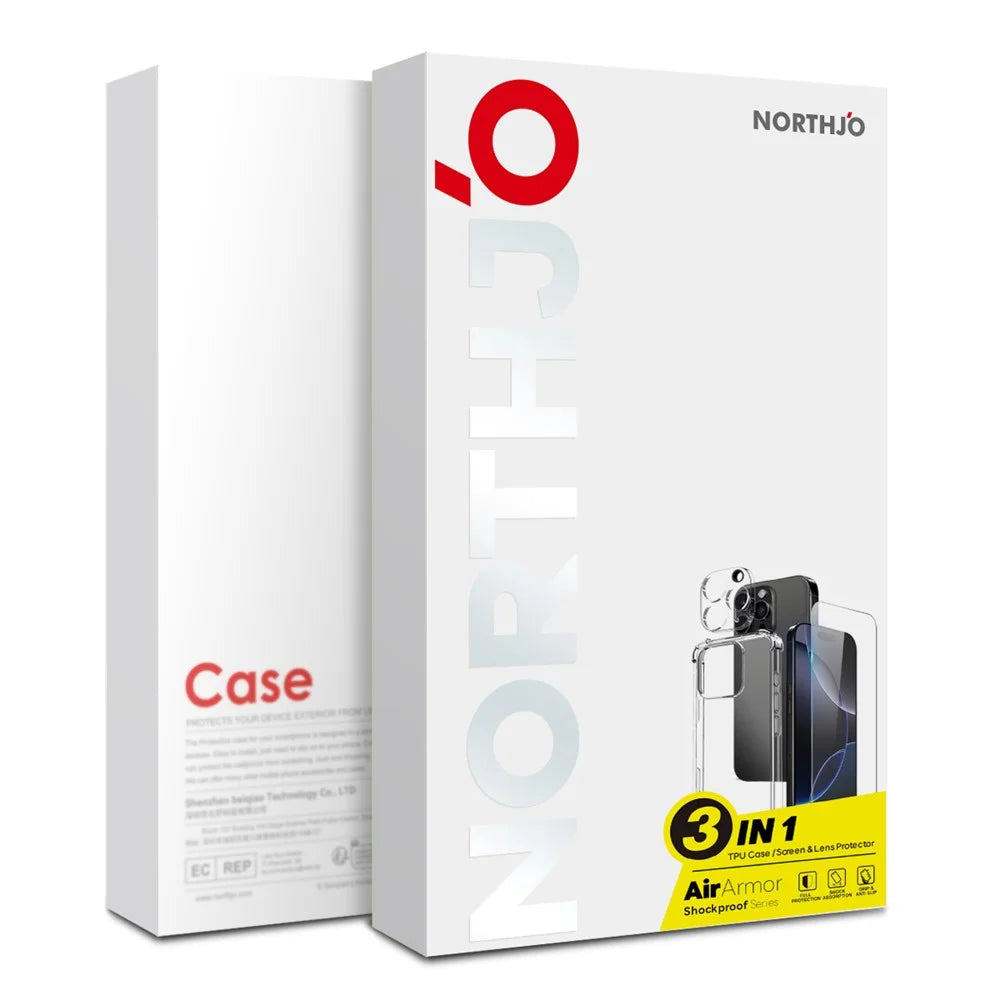 NORTHJO For iPhone 15 Pro Max Clear Case Shockproof TPU Cover with Tempered Glass and Camera Lens Film - 5