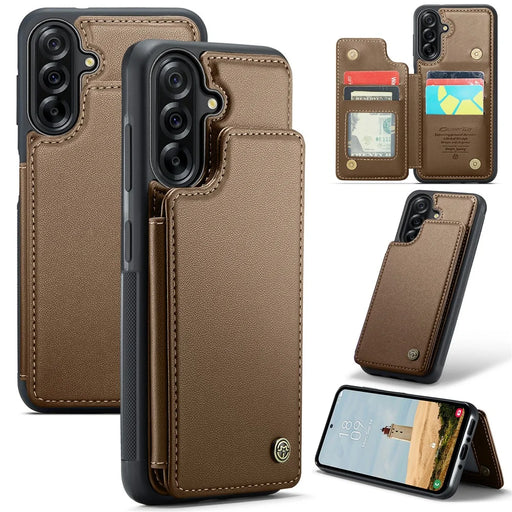 CASEME For Samsung Galaxy A56 5G Case with RFID Blocking 5 Card Slots  C22 Leather Back Cover - Brown - 1