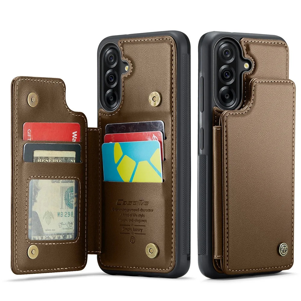 CASEME For Samsung Galaxy A56 5G Case with RFID Blocking 5 Card Slots  C22 Leather Back Cover - Brown - 2