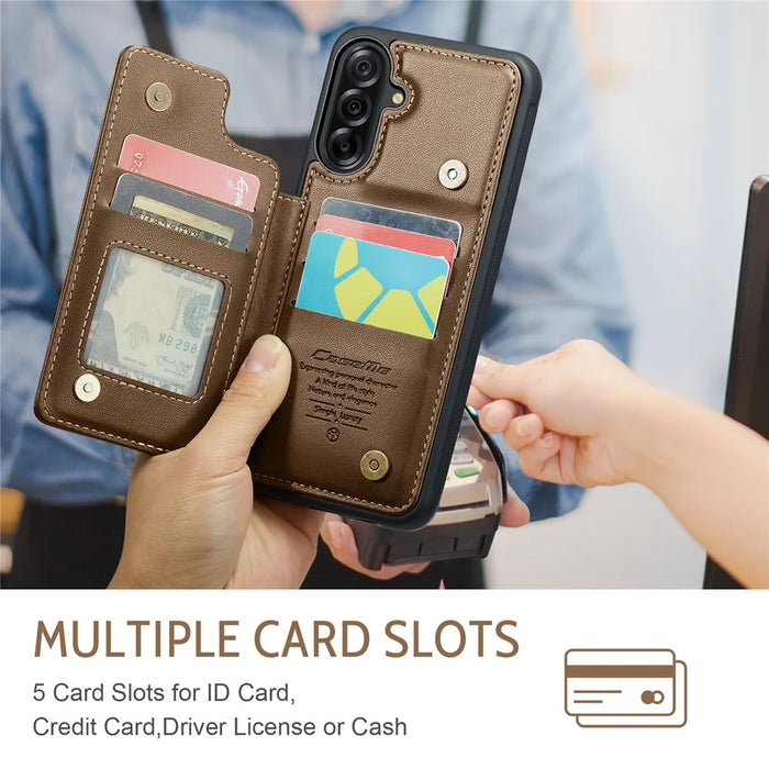 CASEME For Samsung Galaxy A56 5G Case with RFID Blocking 5 Card Slots  C22 Leather Back Cover - Brown - 3