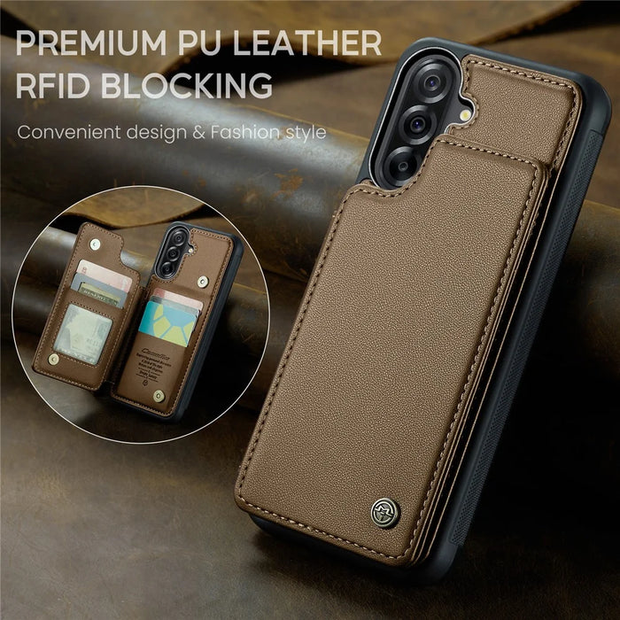 CASEME For Samsung Galaxy A56 5G Case with RFID Blocking 5 Card Slots  C22 Leather Back Cover - Brown - 4