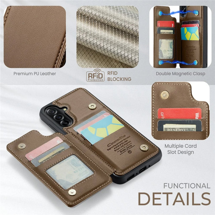 CASEME For Samsung Galaxy A56 5G Case with RFID Blocking 5 Card Slots  C22 Leather Back Cover - Brown - 6