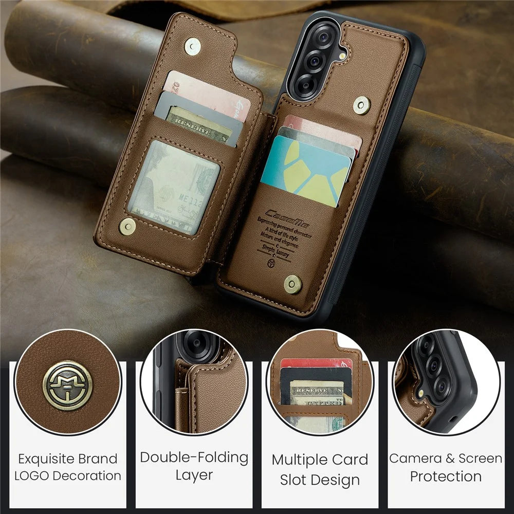 CASEME For Samsung Galaxy A56 5G Case with RFID Blocking 5 Card Slots  C22 Leather Back Cover - Brown - 7
