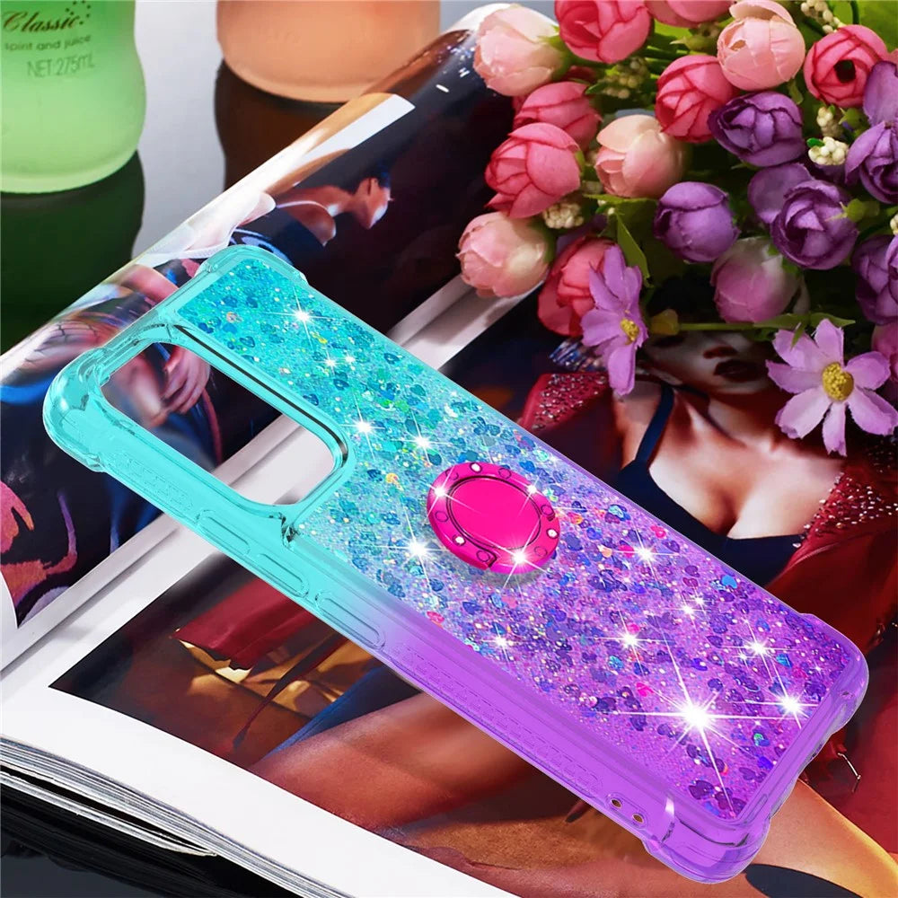 For Samsung Galaxy A53 5G TPU Case with Kickstand Gradiant Quicksand Shockproof Cover - Sky Blue+Purple - 7