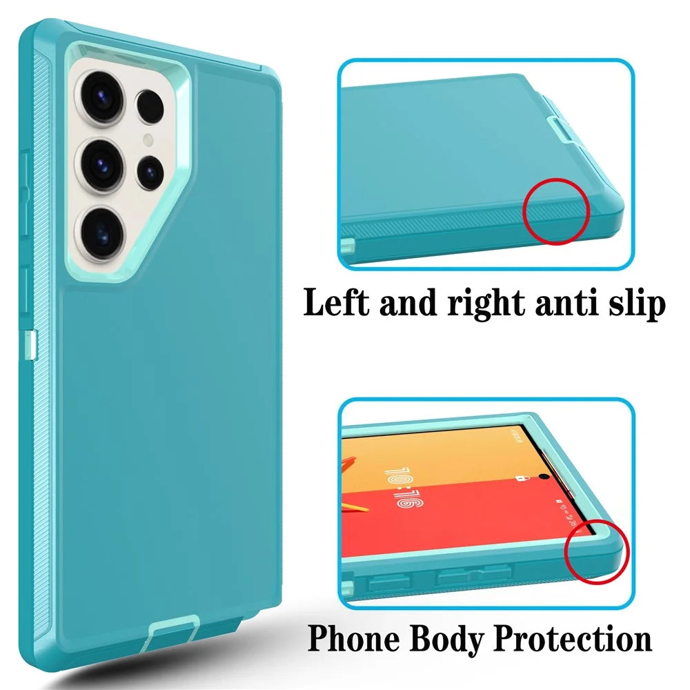 For Samsung Galaxy S24 Ultra Case 3 in 1 Detachable Shockproof Anti Slip TPU + PC Phone Back Cover - Light Green  /  Blue Green - 2