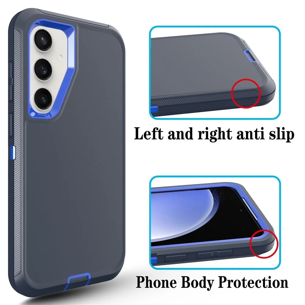 For Samsung Galaxy S24+ Case 3 in 1 Detachable Shockproof Anti Slip TPU + PC Phone Back Cover - Dark Blue  /  Sapphire - 2