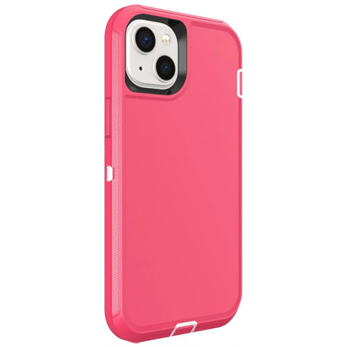 For iPhone 15 Case 3 in 1 Detachable Shockproof Anti Slip TPU + PC Phone Back Cover - White  /  Rose - 1