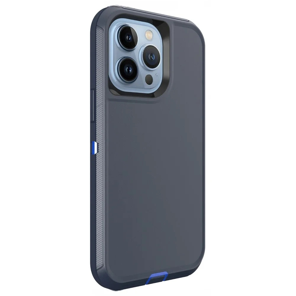 For iPhone 15 Pro Max Case 3 in 1 Detachable Shockproof Anti Slip TPU + PC Phone Back Cover - Dark Blue  /  Sapphire - 1