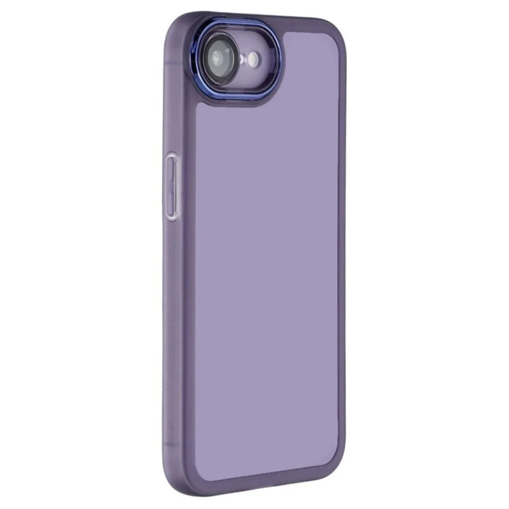 WANLONFENG For iPhone 17e / 16e TPU Case  DKSM Series Electroplated Frame Back Cover with Tempered Glass - Purple - 2
