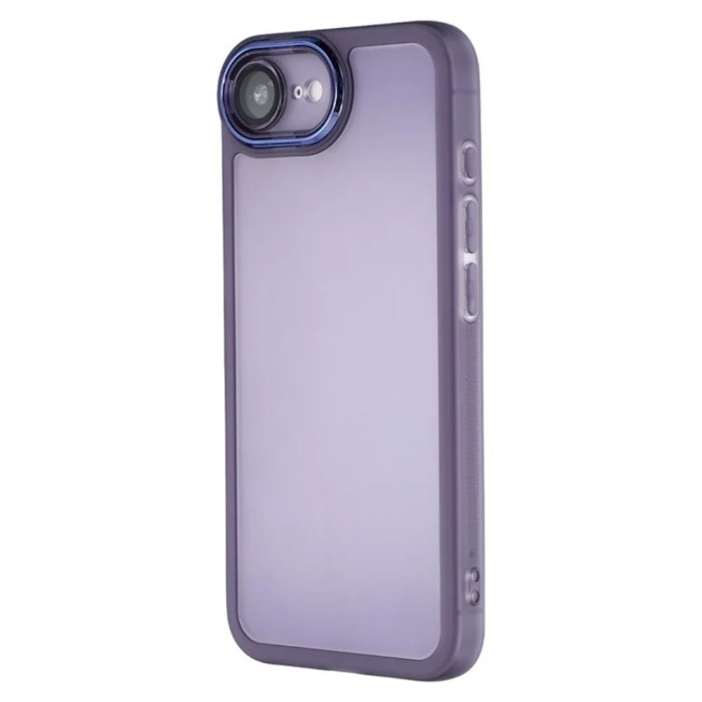 WANLONFENG For iPhone 17e / 16e TPU Case  DKSM Series Electroplated Frame Back Cover with Tempered Glass - Purple - 5
