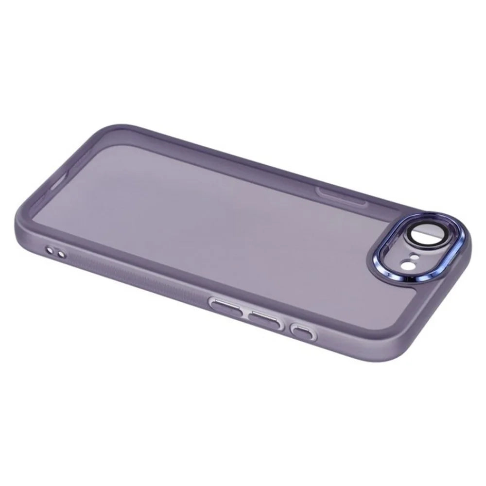 WANLONFENG For iPhone 17e / 16e TPU Case  DKSM Series Electroplated Frame Back Cover with Tempered Glass - Purple - 6