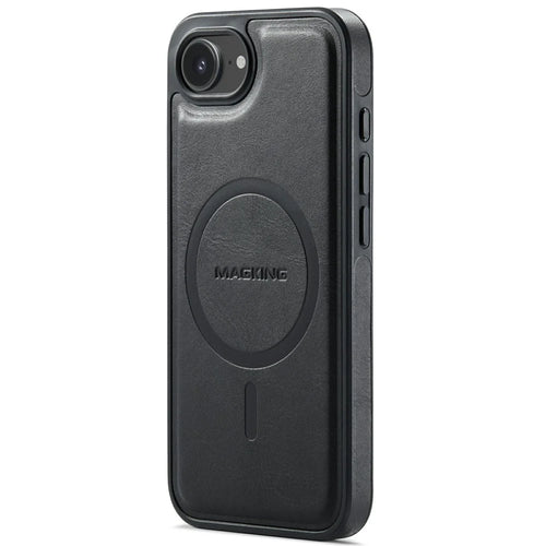 MAGKING K1 Series For iPhone 17e / 16e Magnetic Case PC + TPU + PU Leather Phone Cover - Black - 1