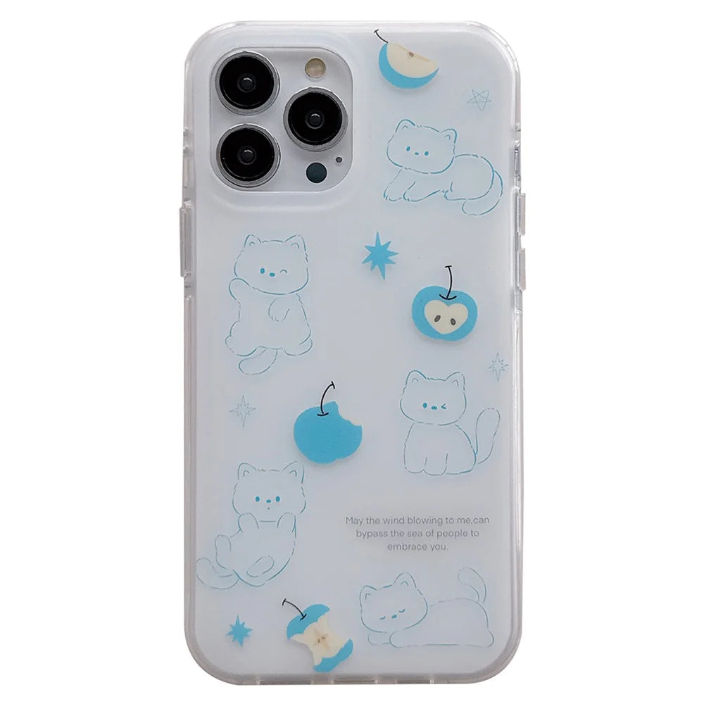 For iPhone 16 Pro Max Case Double-Sided IMD Apples and Cats Acrylic + TPU Shockproof Phone Cover - 1