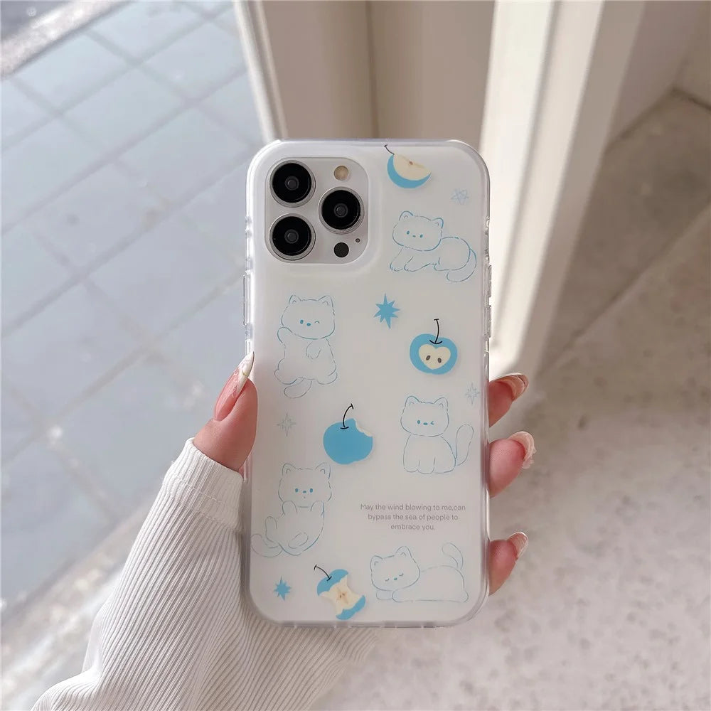 For iPhone 16 Pro Max Case Double-Sided IMD Apples and Cats Acrylic + TPU Shockproof Phone Cover - 3