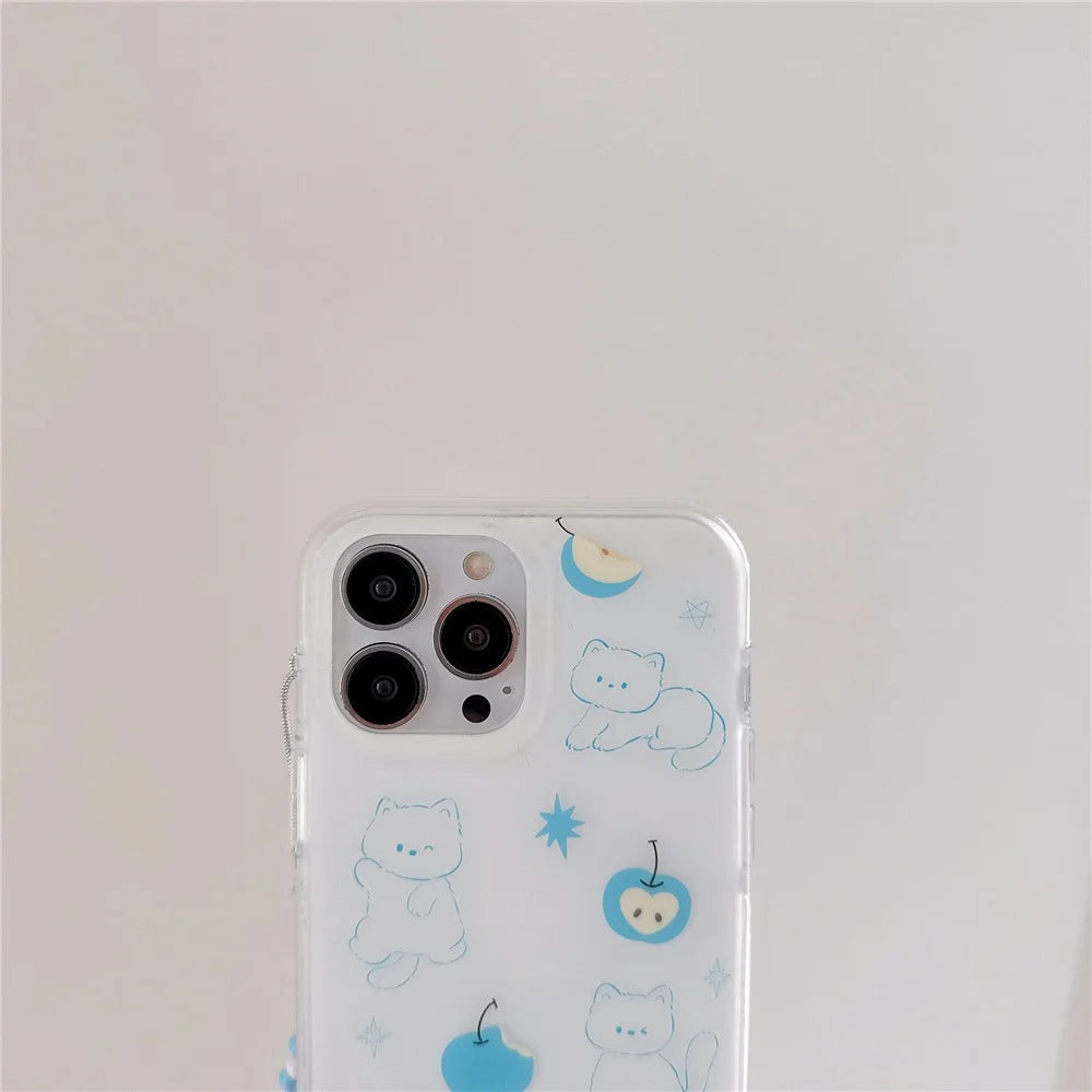For iPhone 16 Pro Max Case Double-Sided IMD Apples and Cats Acrylic + TPU Shockproof Phone Cover - 4