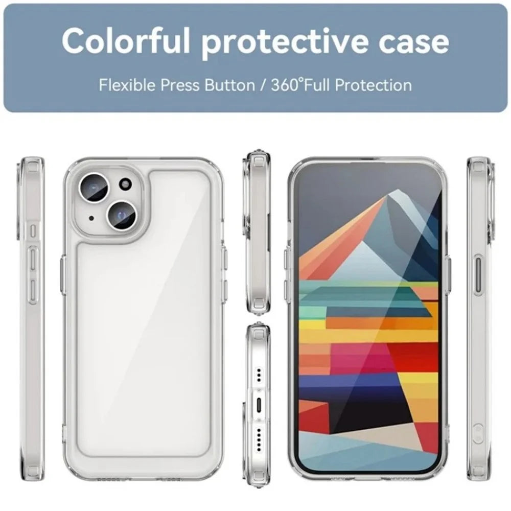 WANLONFENG For iPhone 13 6.1 inch Case  MF Series TPU Acrylic Clear Phone Cover with Tempered Glass Film - Transparent - 2