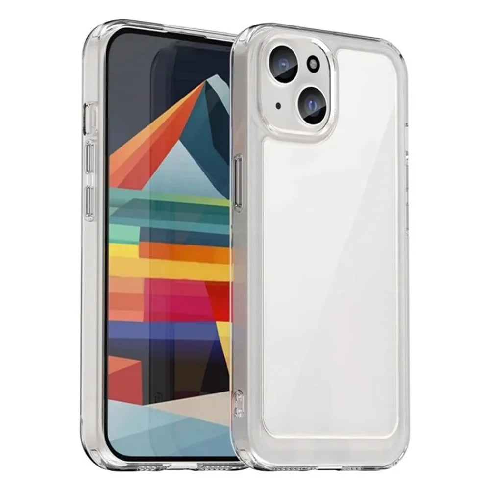 WANLONFENG For iPhone 12 6.1 inch Case  MF Series TPU Acrylic Clear Phone Cover with Tempered Glass Film - Transparent - 2