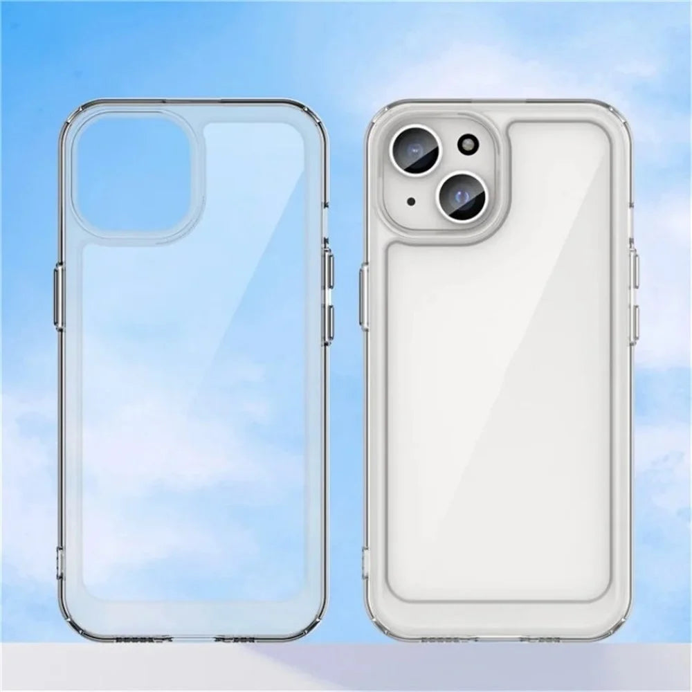 WANLONFENG For iPhone 12 6.1 inch Case  MF Series TPU Acrylic Clear Phone Cover with Tempered Glass Film - Transparent - 3
