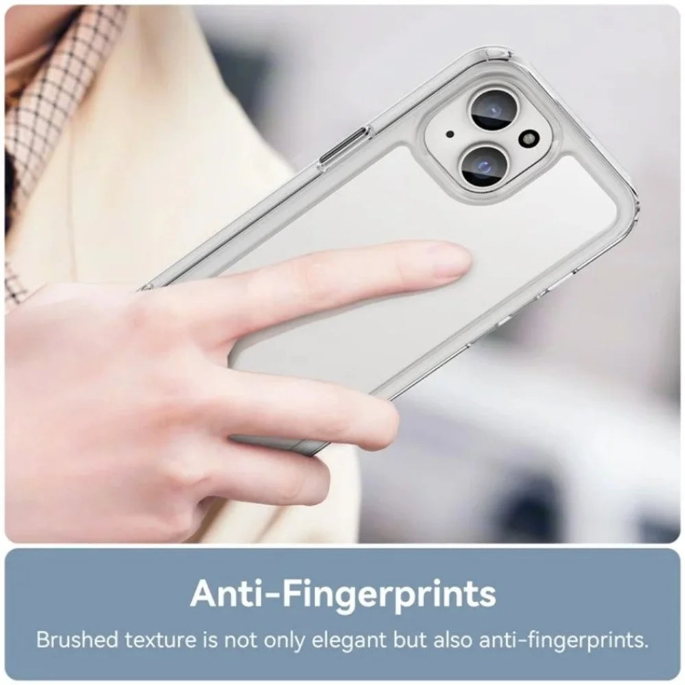 WANLONFENG For iPhone 12 6.1 inch Case  MF Series TPU Acrylic Clear Phone Cover with Tempered Glass Film - Transparent - 6