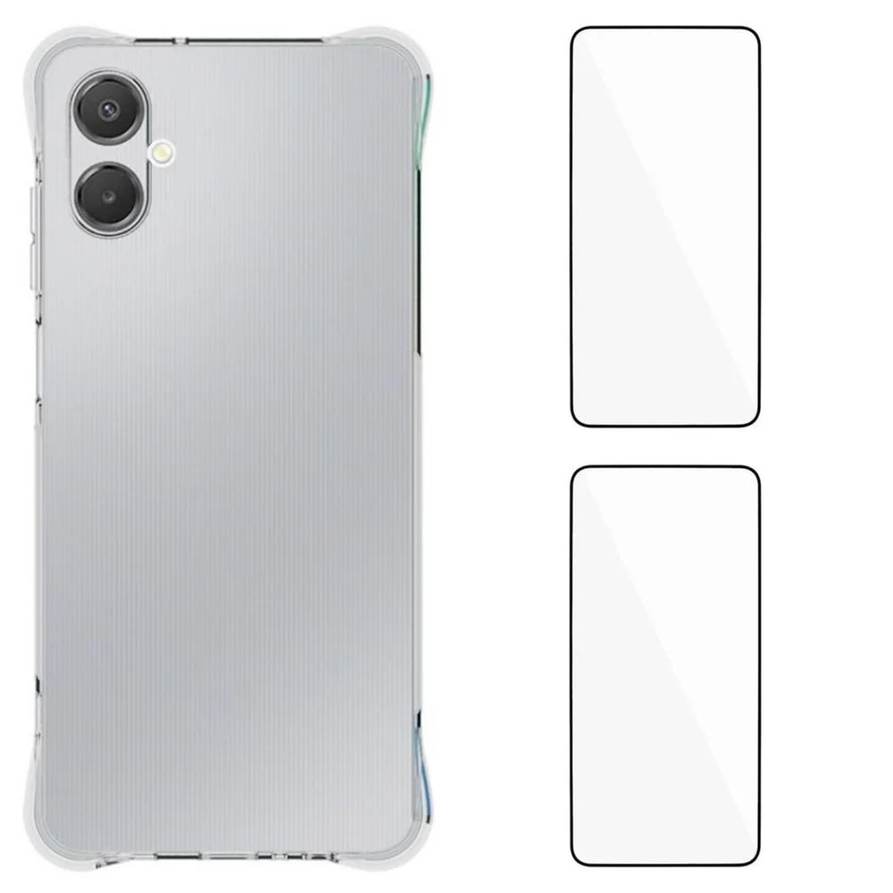 WANLONFENG For Samsung Galaxy A06 5G TPU Case  WL2 Series 2.0mm Phone Cover with 2Pcs Tempered Glass Films - Transparent - 1