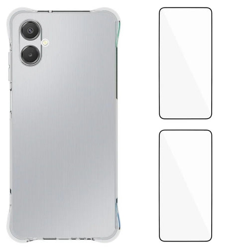 WANLONFENG For Samsung Galaxy A06 5G TPU Case  WL2 Series 2.0mm Phone Cover with 2Pcs Tempered Glass Films - Transparent - 1